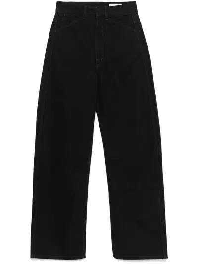 Lemaire Wide-leg High-waisted Denim Pants With Classic Five-pocket Design In Black