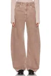 Lemaire Pink High Waisted Curved Jeans In Denim Snow Mauve