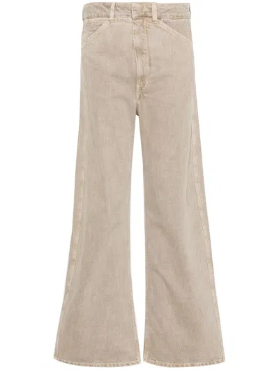 Lemaire High Waisted Curved Pants Clothing In Nude & Neutrals