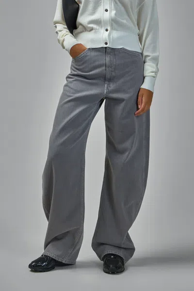 Lemaire High Waisted Curved Pants In Gray