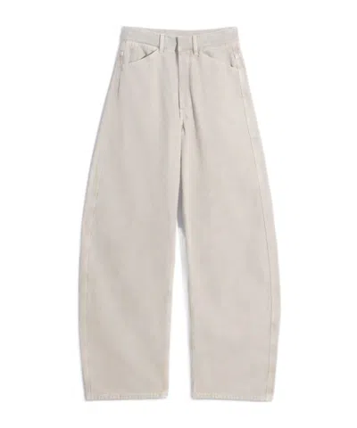 Lemaire High Waisted Curved Pants In Broken Twill In Neutral