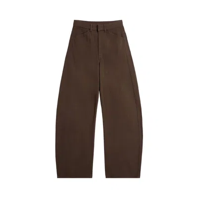 Pre-owned Lemaire High Waisted Curved Pants In Dyed Heavy Broken Twill 'cacao' | Brown | Women's Size 38