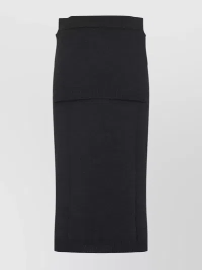 Lemaire High-waisted Knitted Skirt Tie Detail In Black