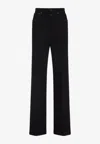Lemaire High Waisted Straight Pants With Back Pockets In Black