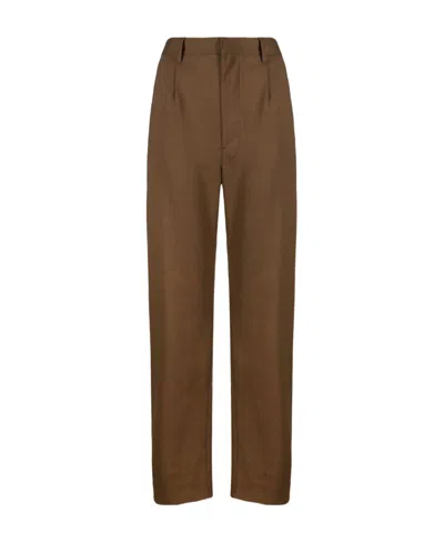 Lemaire High-waisted Straight-leg Trousers In Green