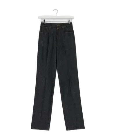 Lemaire High Waisted Straight Pants In Black