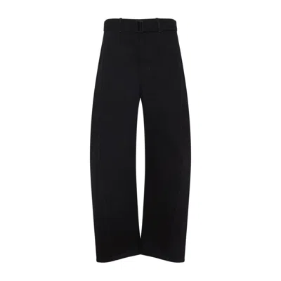 LEMAIRE LEMAIRE HIGH-WAISTED WIDE-LEG BLACK TROUSERS WITH TAILORED BELT