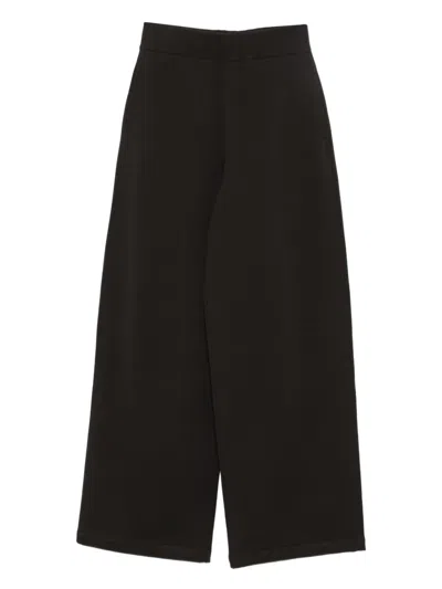 Lemaire Wide Brown Wool-blend Trousers Women In Black