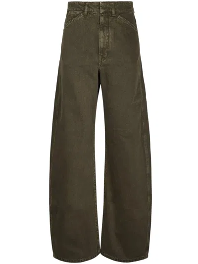 Lemaire High-waisted Wide-leg Trousers In Gray