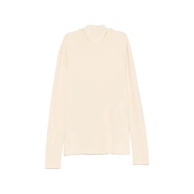 Lemaire High-neck Cotton Shirt In Neutral