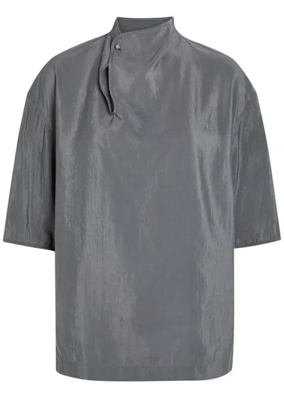 Lemaire High-neck Silk-blend Top In Gray