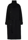 Lemaire High-neck Wool Coat In Black