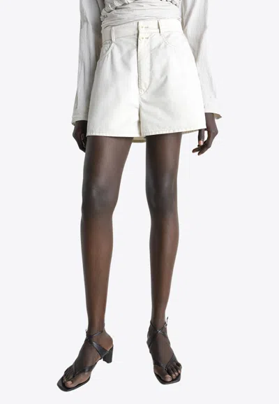 Lemaire High-rise Mini Denim Shorts In White