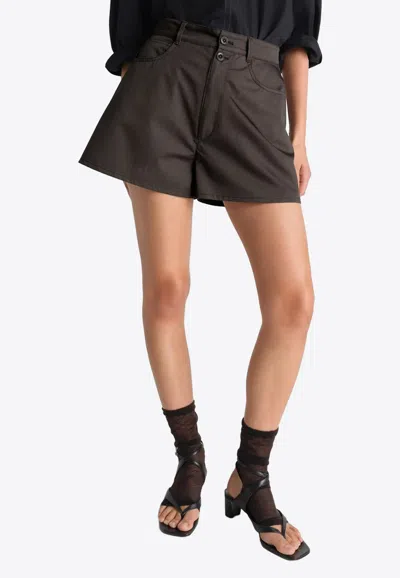 Lemaire High-rise Mini Shorts In Brown