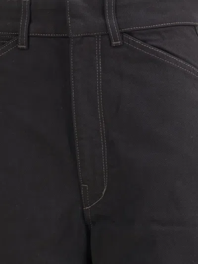 Lemaire High-waisted Barrel Cotton Trousers In Black