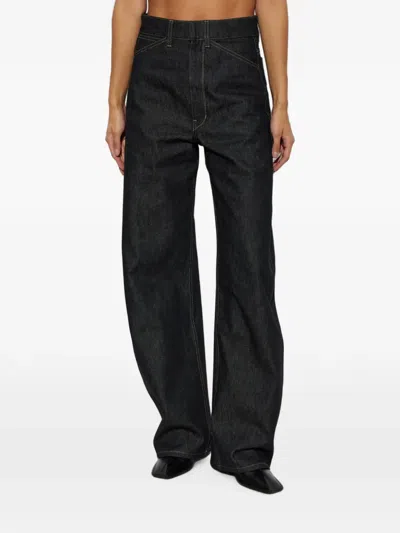 Lemaire High-waisted Contrast-stitch Jeans In Blue