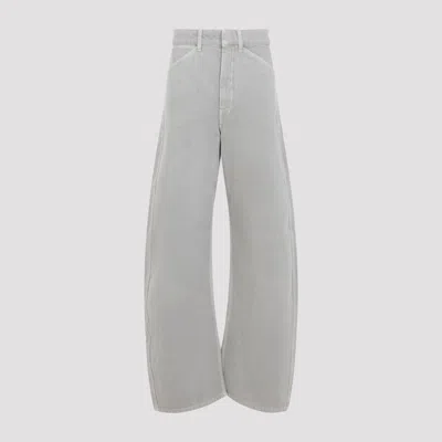 Lemaire High-waisted Moonstone Curved Pants In Gray