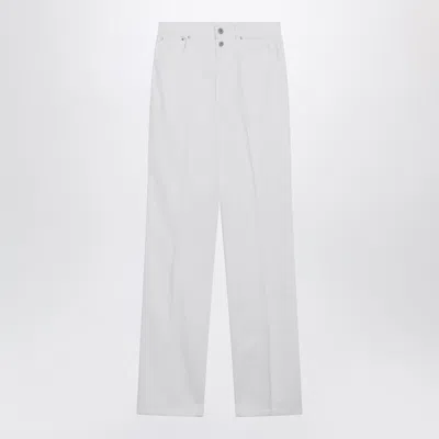 Lemaire High-waisted Straight-leg Jeans With Belt In White Denim
