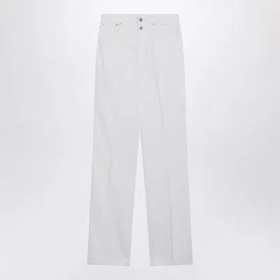 Lemaire High-waisted Straight-leg Jeans With Belt In White Denim