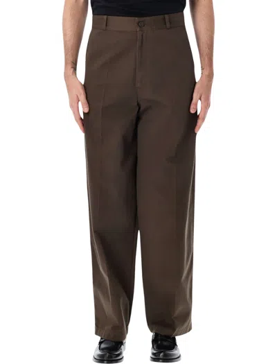 Lemaire High-waisted Structured Barrel-leg Pants In Brown
