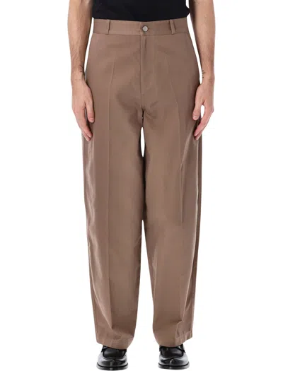 Lemaire High-waisted Tailored Barrel-leg Pants In Brown