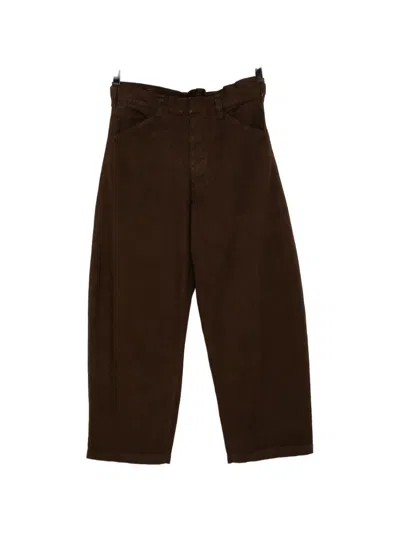 Lemaire 하이 웨이스트 와이드 팬츠 In Brown