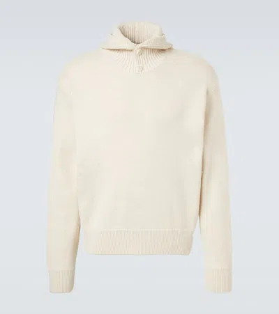 Lemaire Hooded Alpaca And Wool-blend Sweater In White