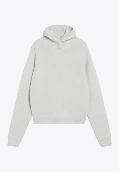 Lemaire Hooded Alpaca And Wool Sweater In White