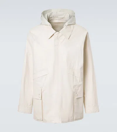 Lemaire Hooded Coated Linen-blend Raincoat In Sand