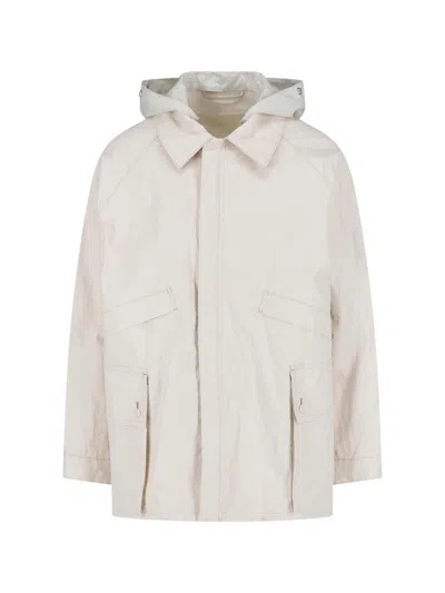 Lemaire Hooded Field Jacket In Neutral