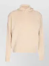 Lemaire Hooded Knitted Sweater Button Detail In Neutral