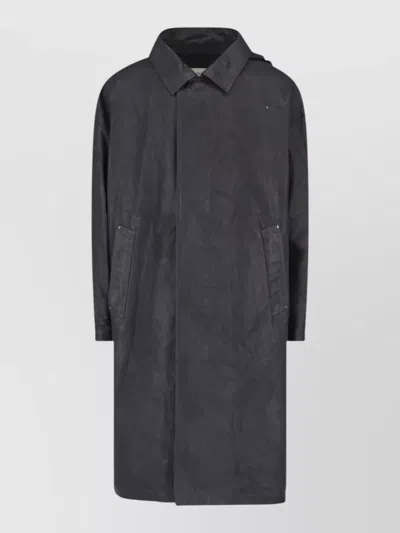 Lemaire Hooded Long Coat Casual Style Pockets In Gray