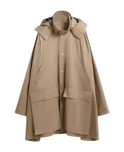 Lemaire Hooded Parka Coat In Brown