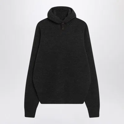 Lemaire Brown Hooded Sweater Men In Black
