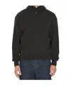 Lemaire Alpaca Wool Hooded Buttoned Sweater In Black