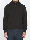 Lemaire Alpaca-wool-blend Button-hood Sweater In Black