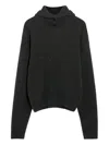 Lemaire Hooded Knit Sweater Featuring Button Detail In Brown