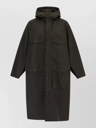 Lemaire Hooded Trench Coat Long Cut Pockets In Animal Print