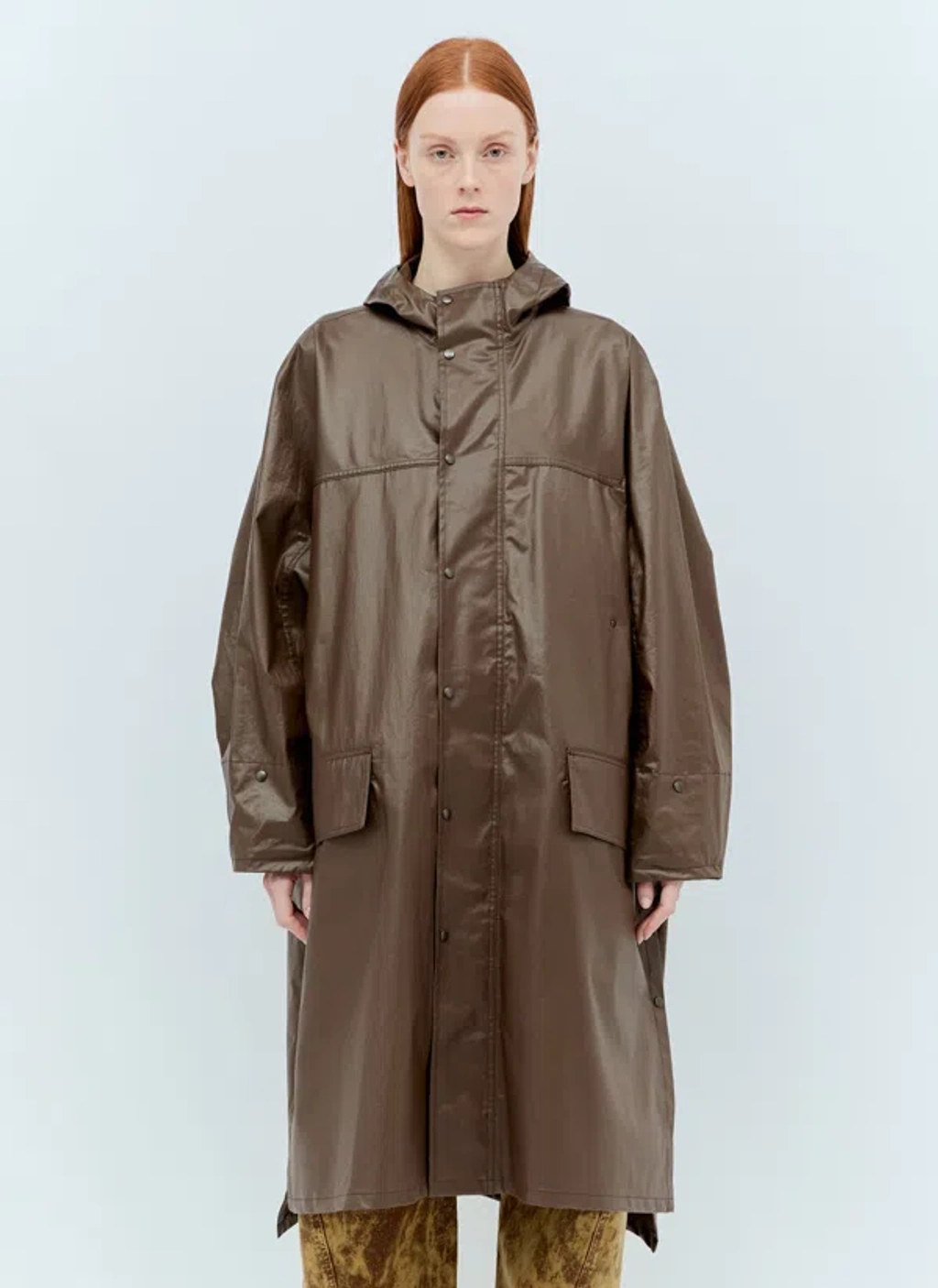 Lemaire Hooded Wax Rain Coat In Brown | ModeSens