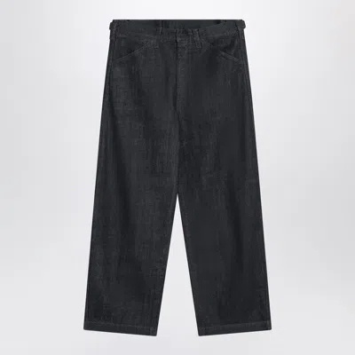 Lemaire Indigo Blue Wide Jeans In Black