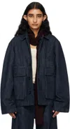 Lemaire Indigo Boxy Denim Jacket In Bl760 Denim Indigo