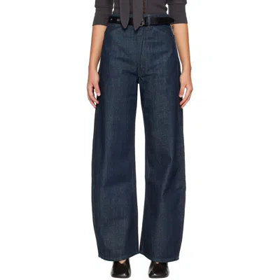 Lemaire Indigo High Waisted Curved In Blue