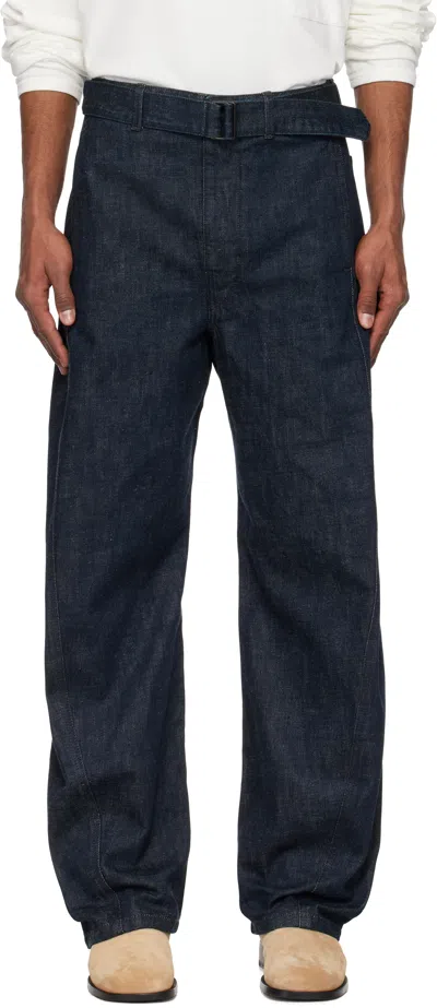 Lemaire Indigo Twisted Belted Jeans