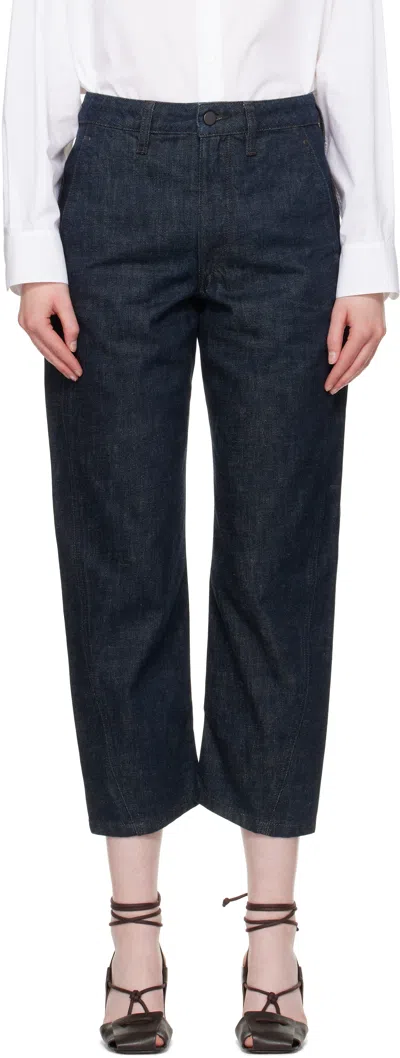 Lemaire Indigo Twisted Jeans In Blue