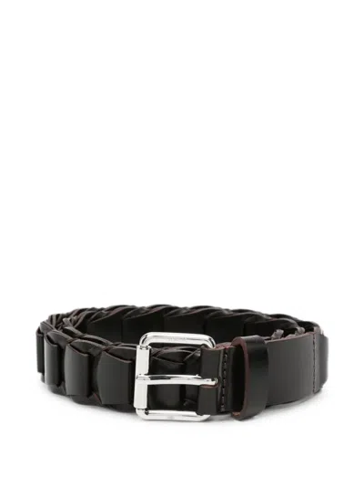 Lemaire Interwoven Leather Belt In Brown