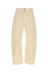 Lemaire Ivory Cotton Wide-leg Twisted Belted Pant In Gold