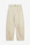 Lemaire Ivory Cotton Wide-leg Twisted Belted Pant In White