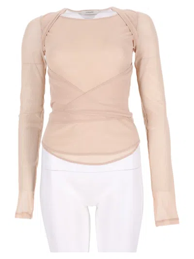 Lemaire Ivory Translucent Long-sleeved Wrap Top In Neutral