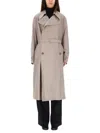 Lemaire Double-breasted Trench Coat In White