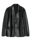 Lemaire Tailored Single-breasted Leather Jacket In Black